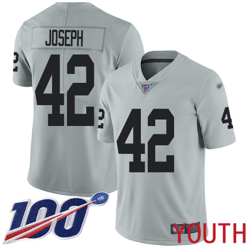 Oakland Raiders Limited Silver Youth Karl Joseph Jersey NFL Football 42 100th Season Inverted Legend Jersey